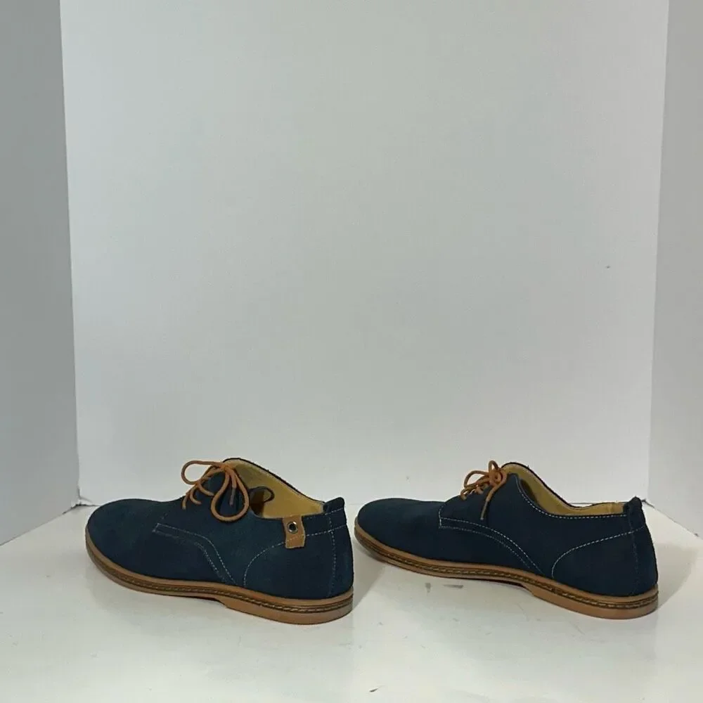 Kunsto Men’s Blue Suede Oford Shoes | Men Size 12